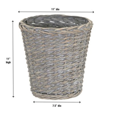 Wicker Waste Basket, Willow Weave Painted Includes Plastic Liner