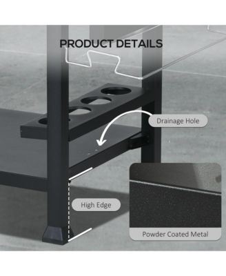 Movable Stainless Steel 3-Shelf Outdoor Grill Cart w/ Side Table