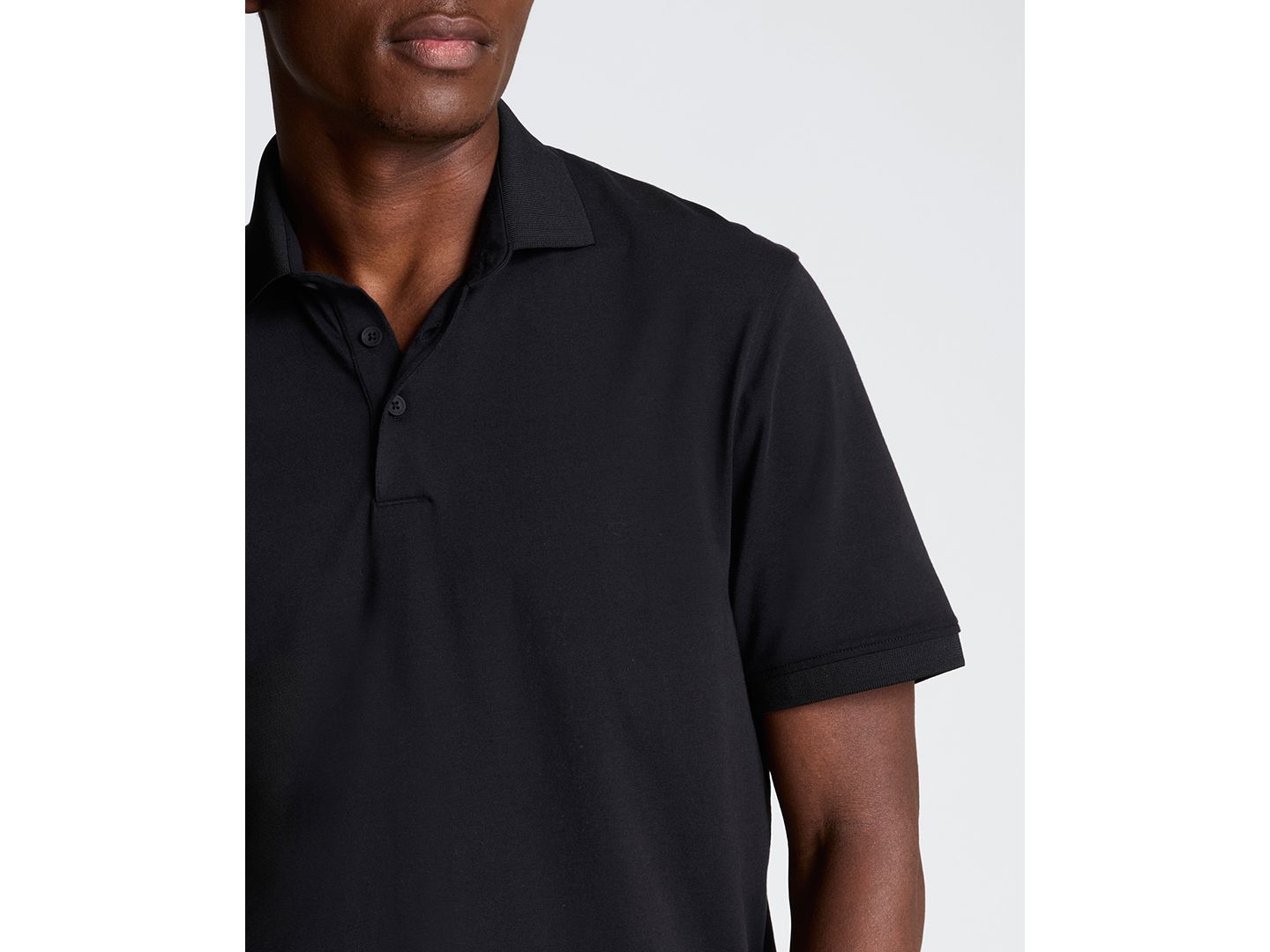 Мужское поло Kenneth Cole Solid Button Placket Polo Shirt, цвет: Чёрный — фото 4