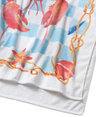 Cotton Lazy Lobster Printed Beach Towel, 38" x 70"