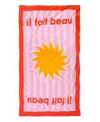 Cotton Il Fait Beau Printed Beach Towel, 38" x 70"