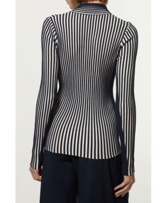 Women's Stripe Fitted Long Sleeve Knitted Top