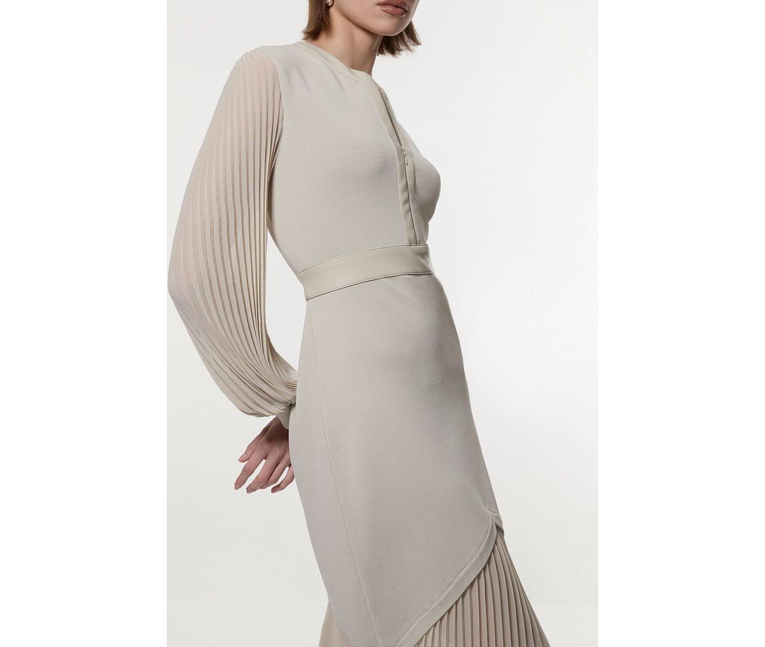 Women's Woven Sleeved Pleated Dress