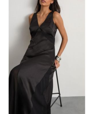 Women's Satin And Chiffon Mix Midaxi Dress