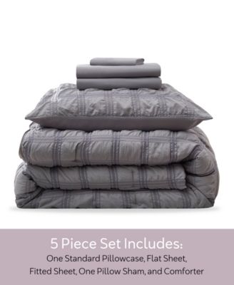 Luxury Soft Seersucker Design 5-Pc. Comforter Set, Twin/Twin XL