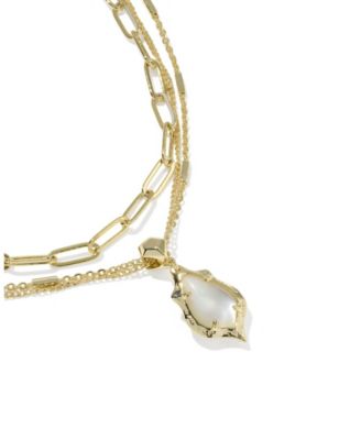 Adriana Scallop Frame Multi Strand 14k Gold Over Brass Necklace