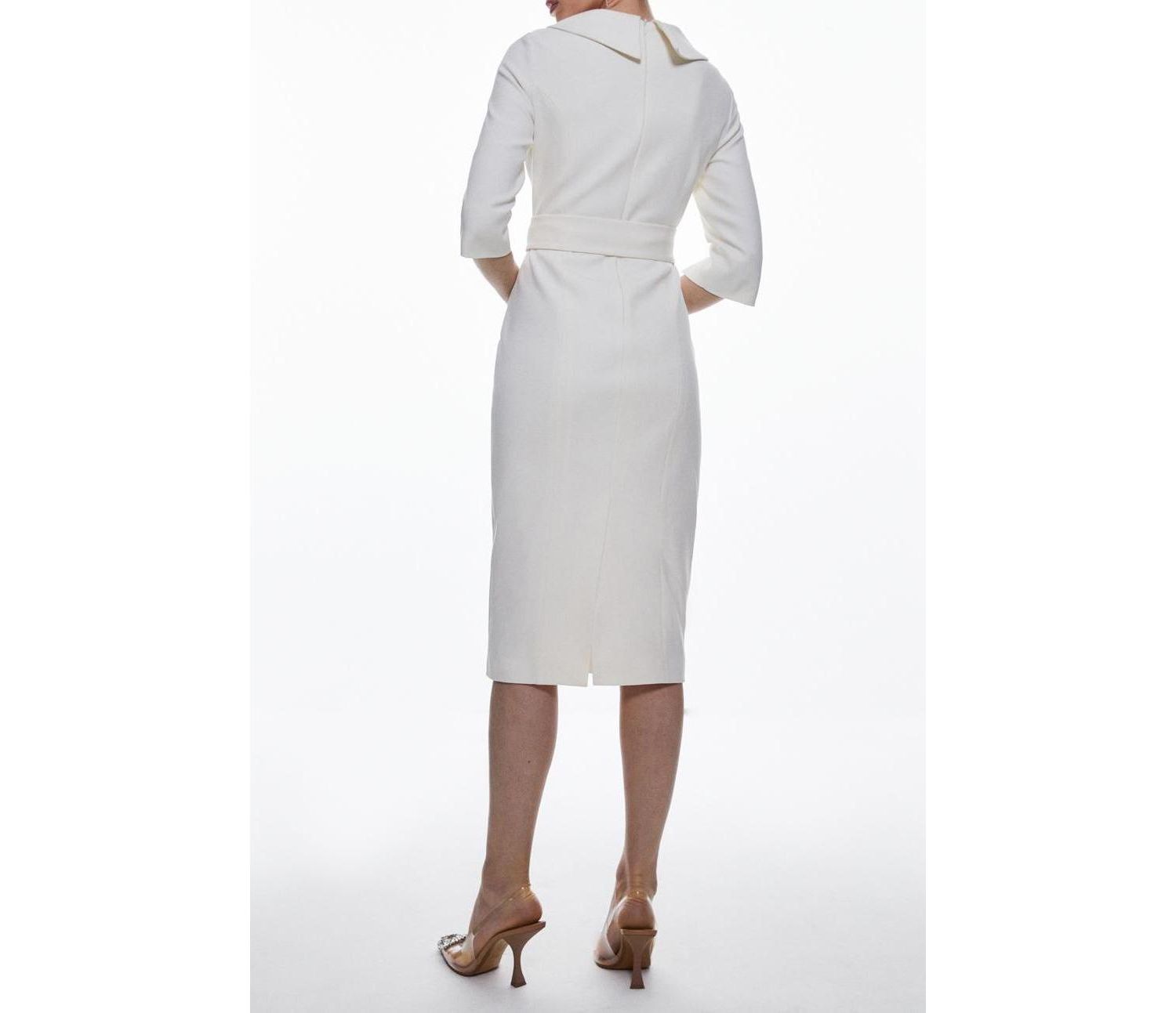 Women's Crepe Roll Neck Pencil Midi Dress