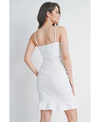 Maternity Bodycon Spaghetti Strap Scoop Neck Dress with Ruffle Hem