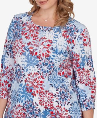 Plus Size Floral Medallion Knit Top