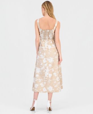 Women's Contrast-Cording A-Line Midi Dress