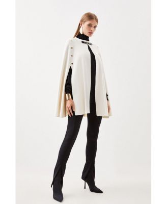 Women's Popper Detail Knit Cape Coat