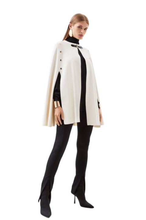 Женские куртки Karen Millen Popper Detail Knit Cape Coat