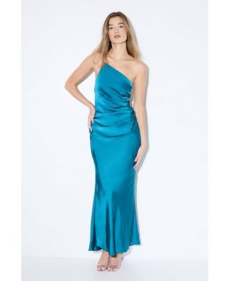 Women's Satin Asymmetric Maxi Bridesmaid Dress