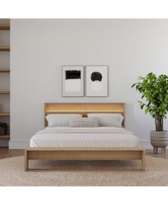 Gael Slatted Bedframe and Headboard with Integrated Light
