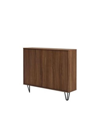 Slim 2-Door Storage Accent Cabinet, Floating And Wall Mount Bar.