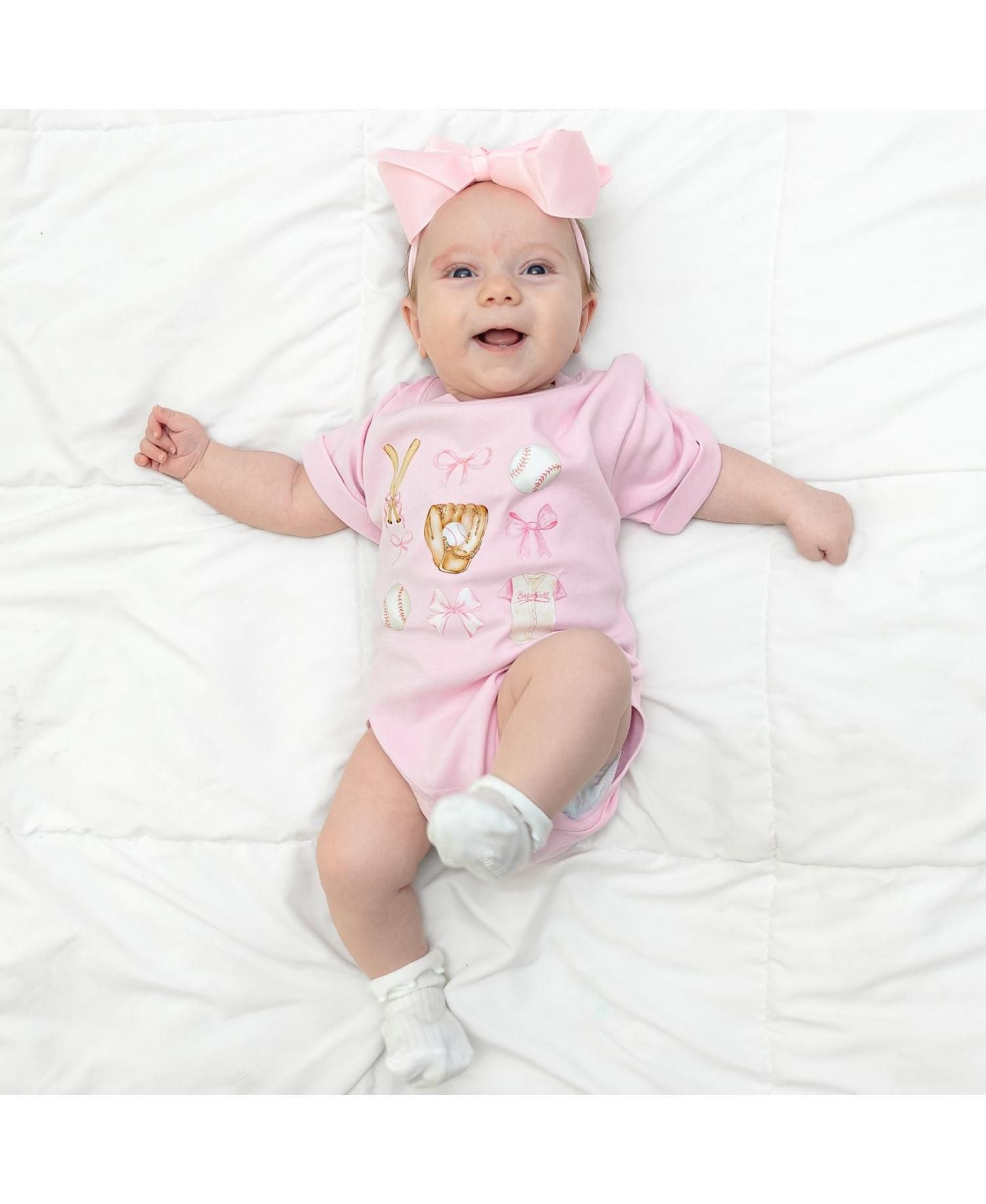 Baby Girls Baseball Cutie Short Sleeve Romper