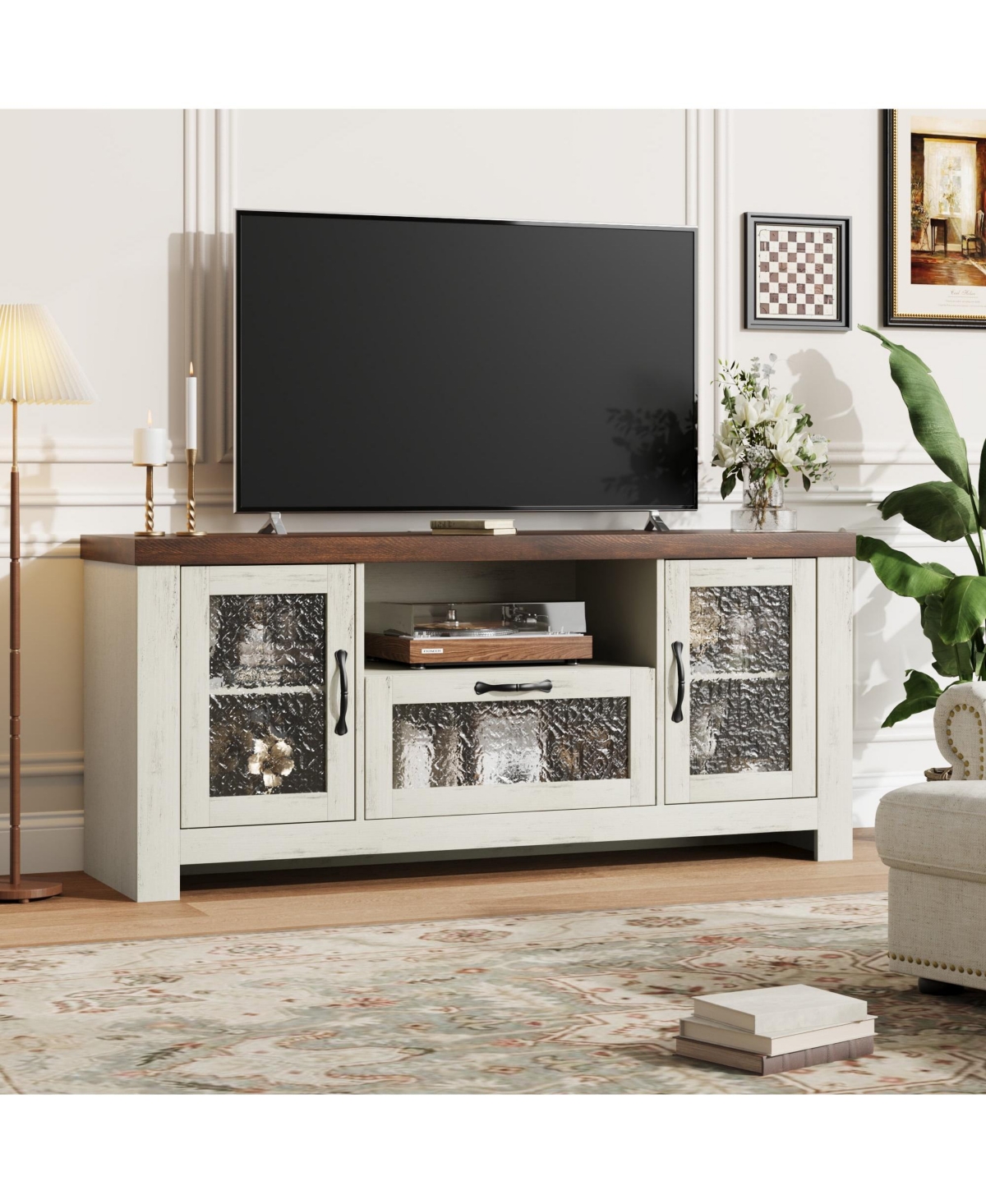 gaomon Tv Stand Tv, Entertainment Center with Acrylic Door Storage Cabinet & Adjustable Shelve