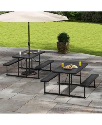 Picnic Table Bench Set for 2-4 People Outdoor Rectangular Camping Dining Table