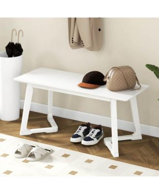 2 PCS 42" Modern Entryway Bench with Rubber Wood Legs Smooth Seating Area