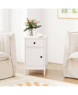 End Table with Charging Station Flip Top Bedside Table with USB Ports & Outlets