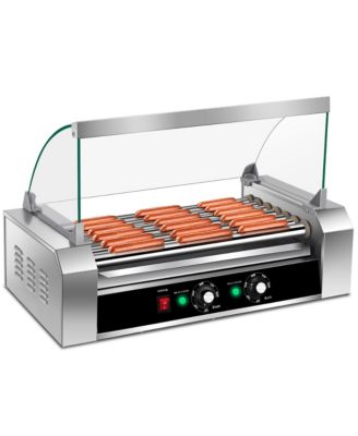 18 Hot Dog Hotdog 7 Roller Grill Cooker Machine w/ Cover