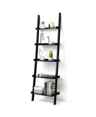 Ladder Shelf 5-Tier Plant Stand Wall-leaning Bookcase Display Rack