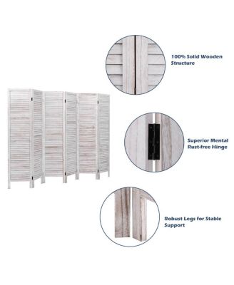 67'' High 6 Panel Room Divider Furniture Classic Venetian Wooden Slat Home