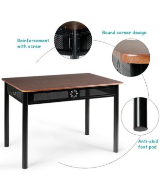 5 Piece Dining Set Wood Metal Table and 4 Chairs Kitchen Breakfast Furniture