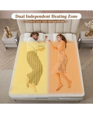 76” x 54” Full Size Heated Mattress Pad with 9 Heating Levels & 9H Timer, Dual Controllers