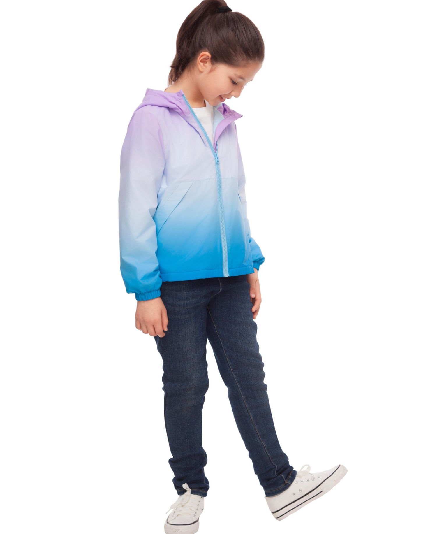 Girls Lightweight Fleece-Lined Windbreaker