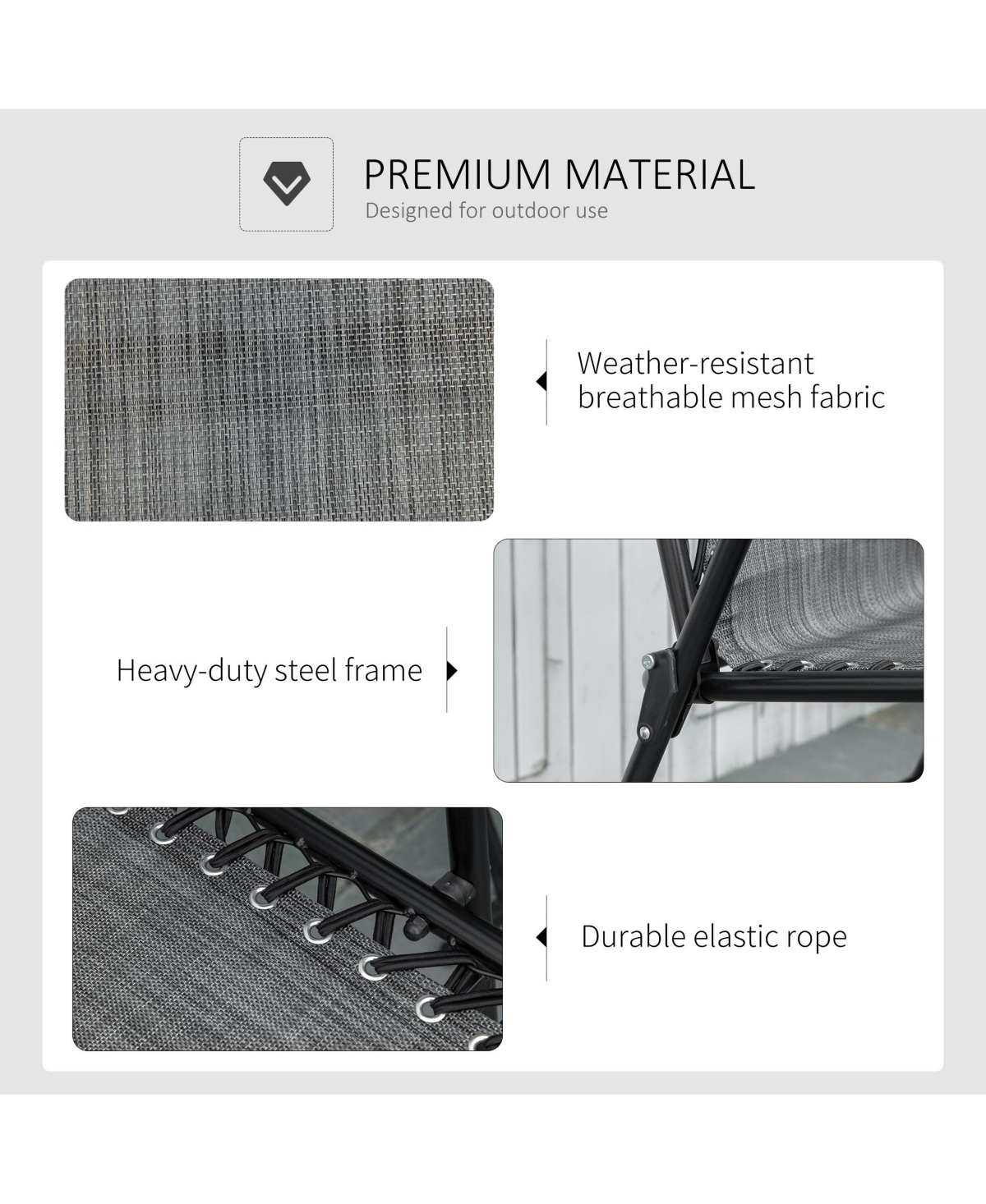 Outsunny Folding Patio Chair, Outdoor Portable Armchair Camping Chair for Camping, Pool, Beach, Lawn, Deck, Grey