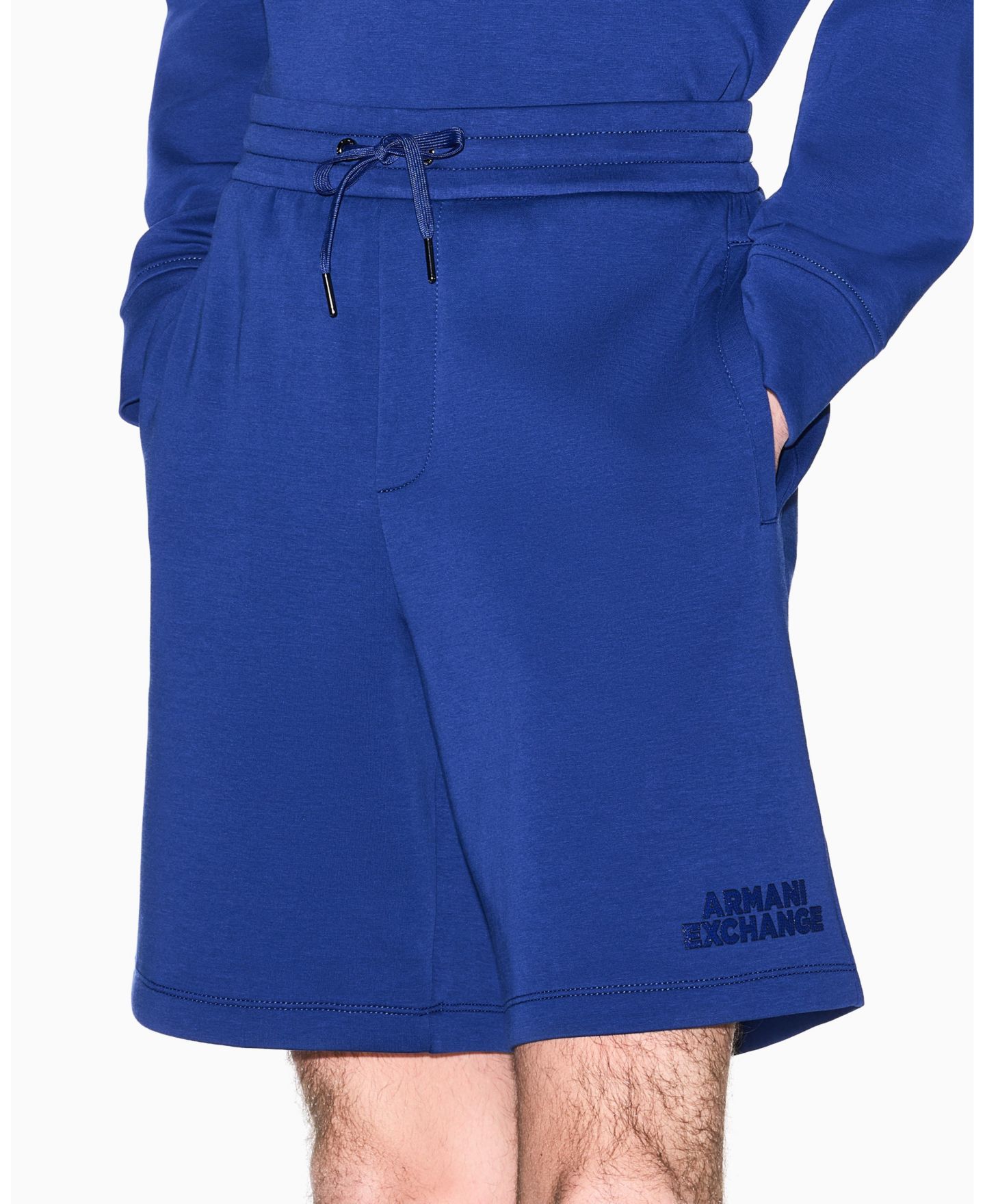 Мужские шорты A|X Armani Exchange Elevated Logo Fleece, цвет: Синий — фото 3