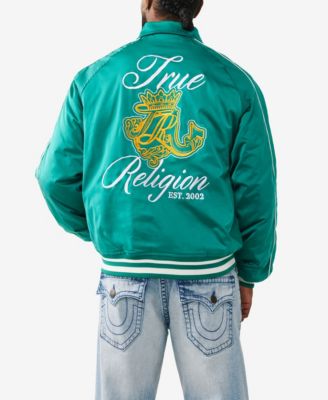 Men's Crest Satin Retro Bomber Jacket