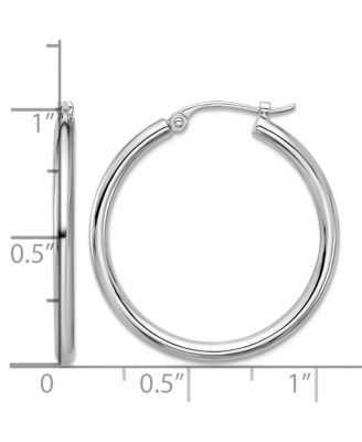 Solid 950 Platinum 2mm Classic Hoop Earrings 18mm -35mm