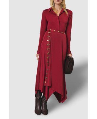 Women's Crepe Hanky Hem Eyelet Maxi Skirt