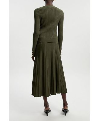Women's Textured Knit Full Midi Skirt