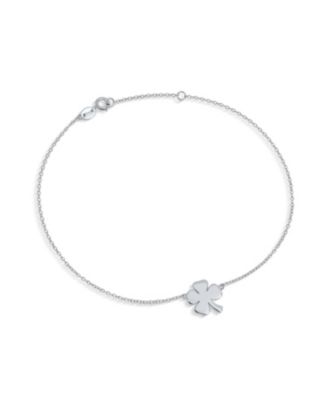 Lucky Charm Clover Anklet Ankle Bracelet Sterling Silver Chain Adjustable