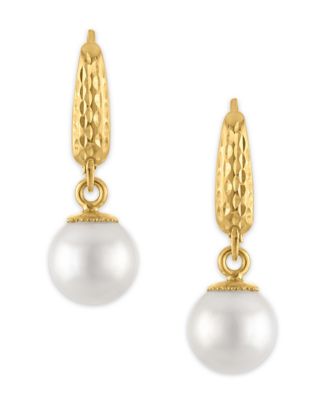 Cultured Freshwater Pearl (8.5-9mm) Drop Earrings in 10k Yellow Gold