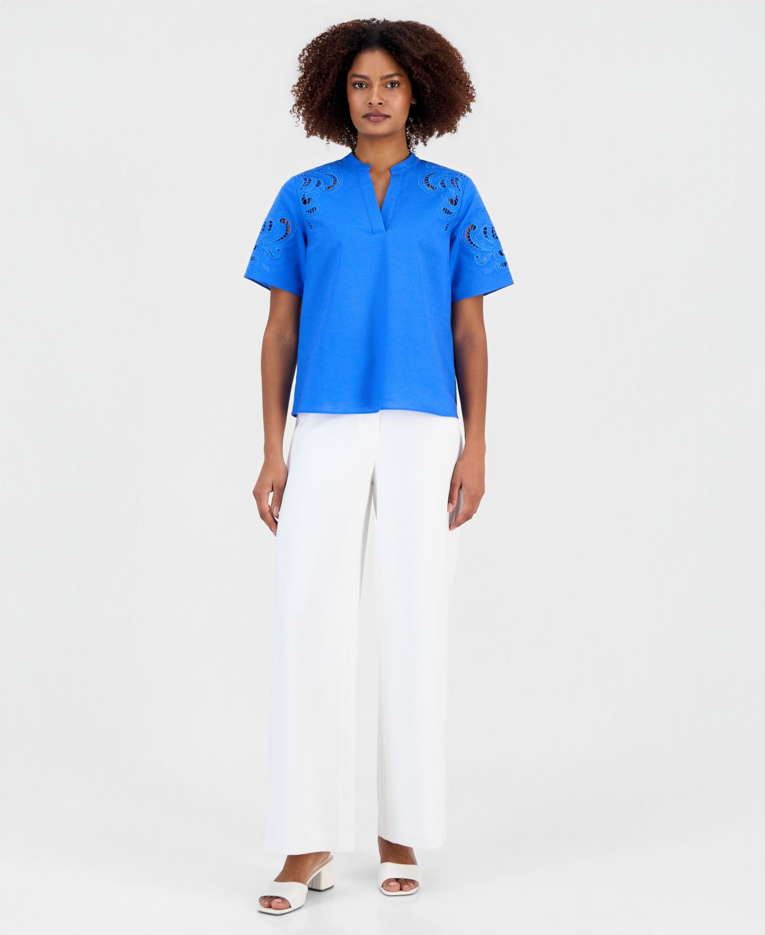 Women's Embroidered Short-Sleeve Top