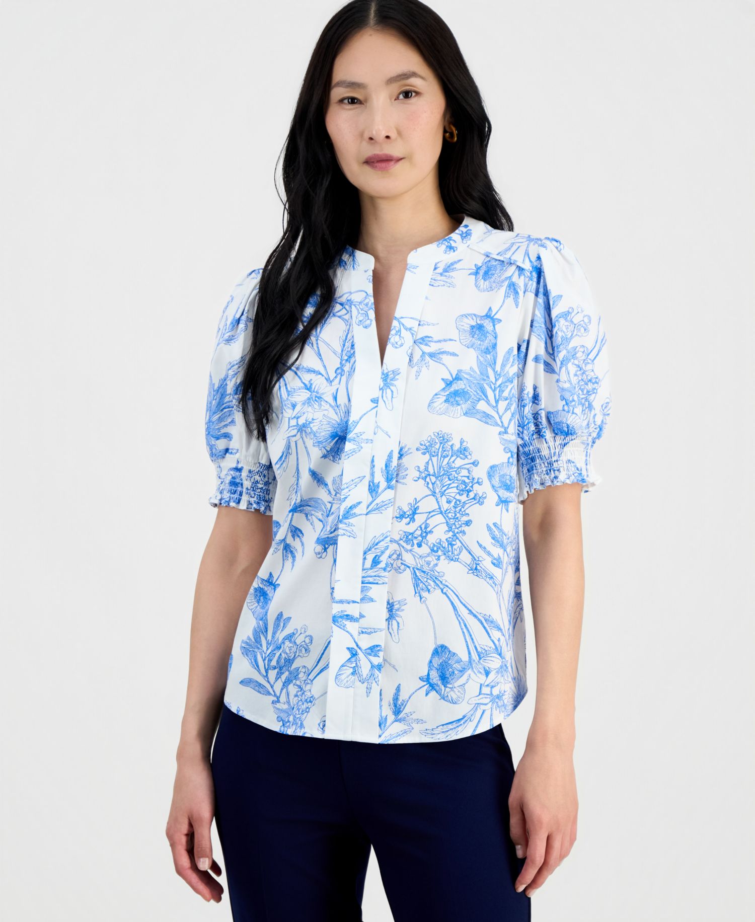 Women's Printed Split-Neck Top