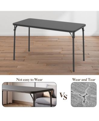 Folding Table, 47 Inch Card Table with PU Padded Tabletop, Portable Multifunctional Game Table