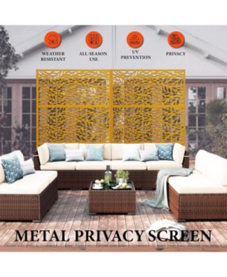 Outdoor Privacy Screen, 72"x47", Metal Freestanding Patio Divider for Garden, Deck & Balcony