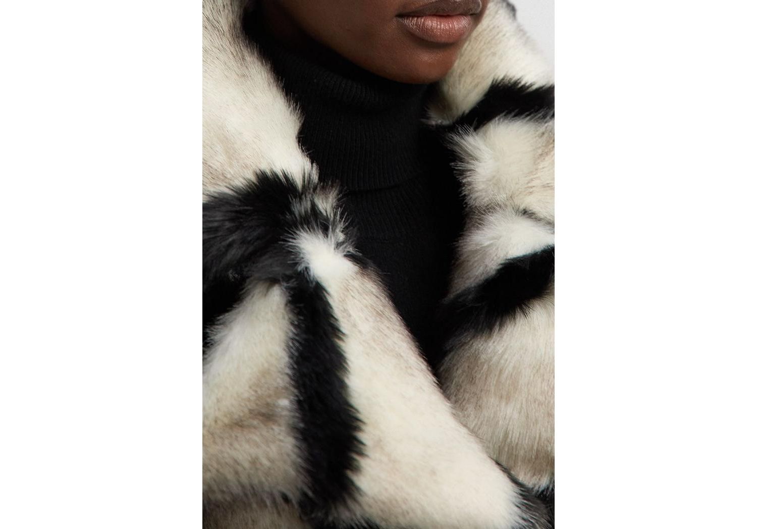 Women's Mono Faux Fur Belted Longline Coat