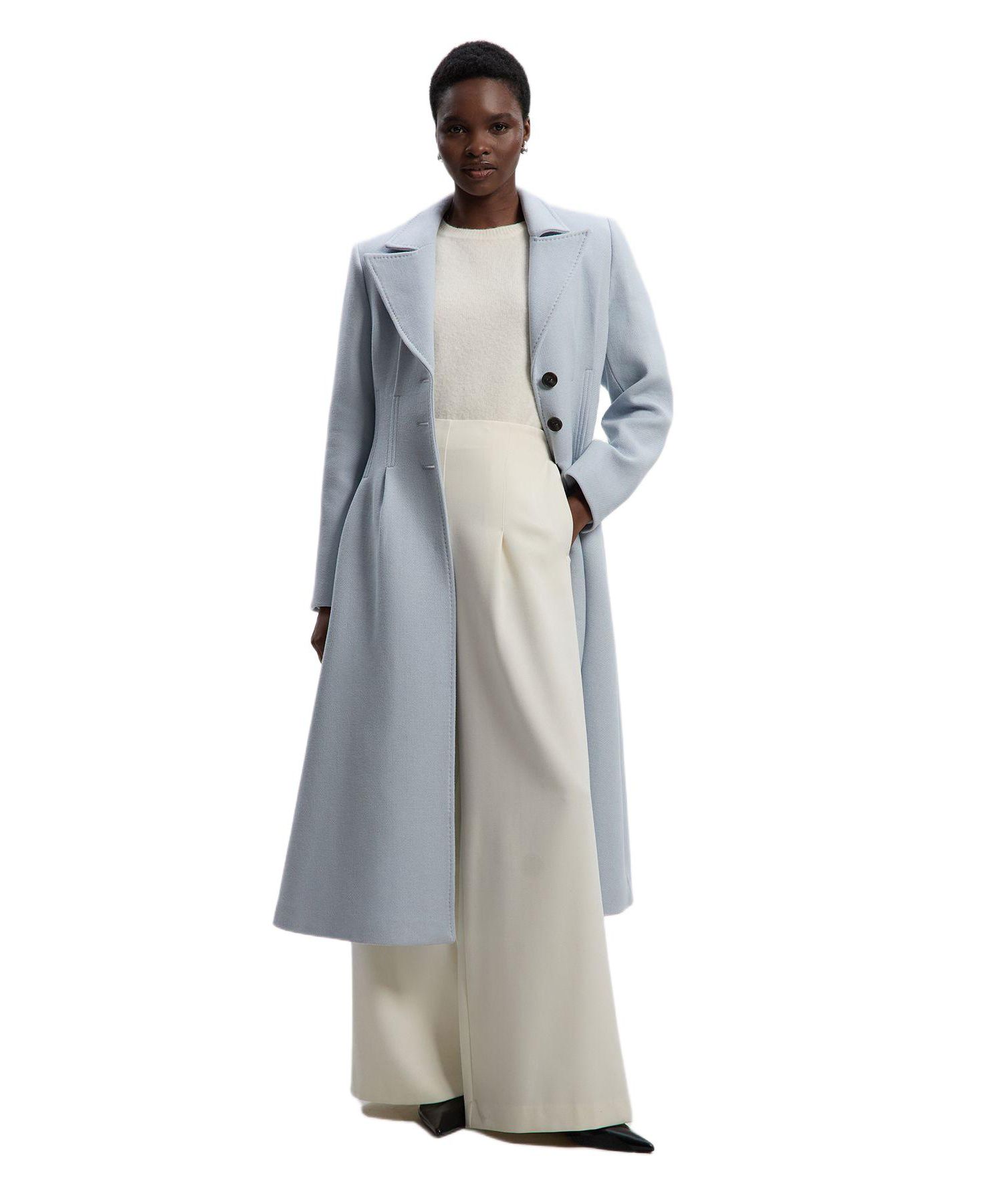 Women's Corset Detail Full Skirted Maxi Coat