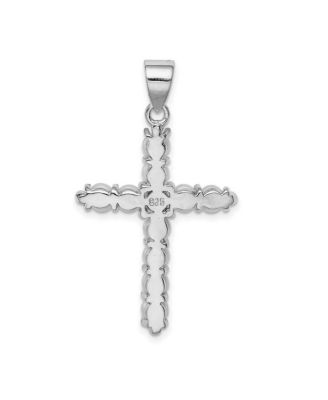 925 Sterling Silver 18 Inch Rhodium-plated Large Freshwater Cultured Pearl Cross Necklace