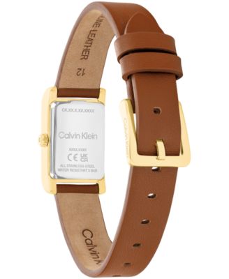 Women's CK Light Camel Leather Strap Watch, 16mm