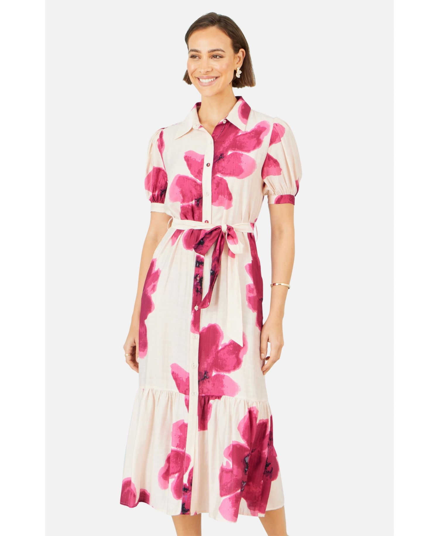 Women's Scattered Floral Shirt Dress