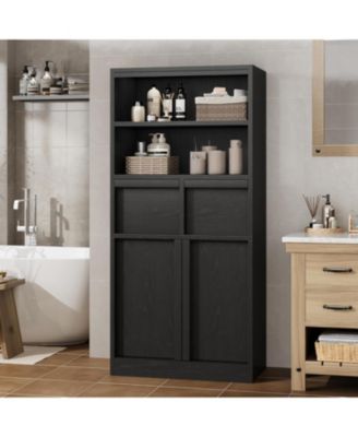 Tall Freestanding Bathroom Cabinet, 51" H, Doors & 2 Drawers, Organizer for Bathroom, Living Room, Kitchen & Pantry