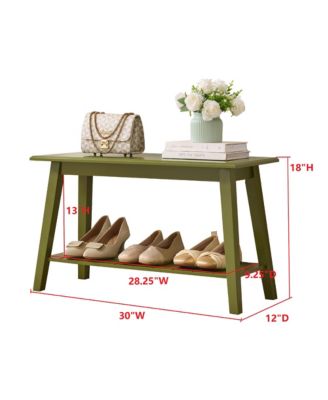 Wood Entryway Bench with Storage Shelf – Modern Accent Seating for Hallway, Bedroom, Living Room   Shoe Bench