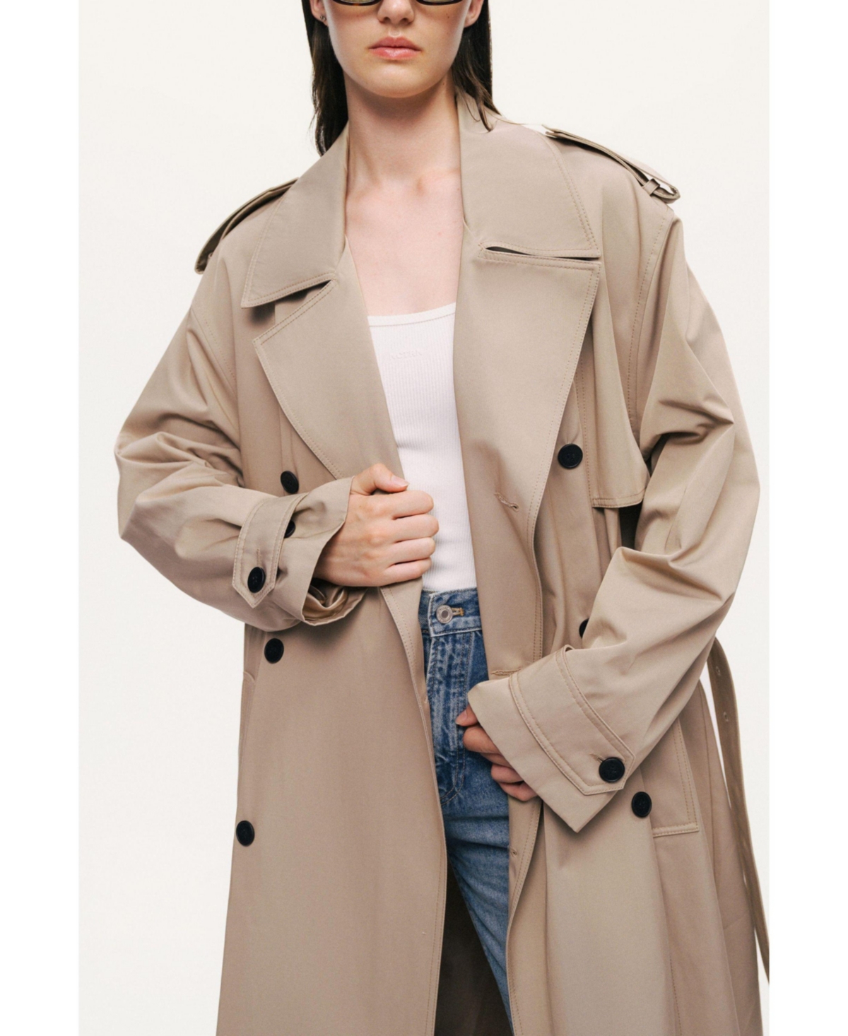 Nocturne Women's Oversized Double-Breasted Trench Coat